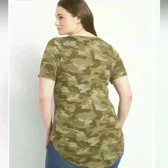 Lane Bryant Fitted Short-Sleeve V-Neck Tunic Tee Warm Army Size 18/20 - Picture 2 of 7